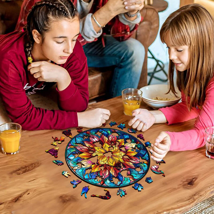 Stained Glass Mandala Wooden Jigsaw Puzzle