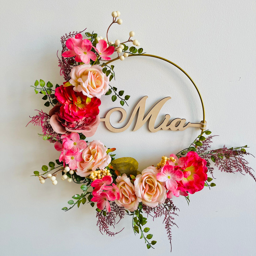 Personalized Blossom Flora Wreath-Woodbests