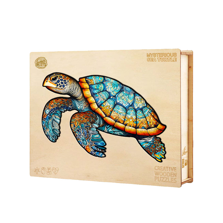Geheimnisvolles Meeresschildkröten-Holzpuzzle