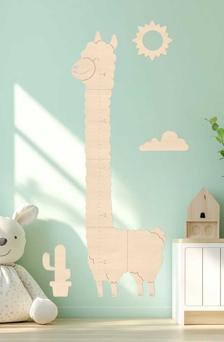 Personalized Wooden Alpaca Growth Chart Kids Room Decor Clearance Sale