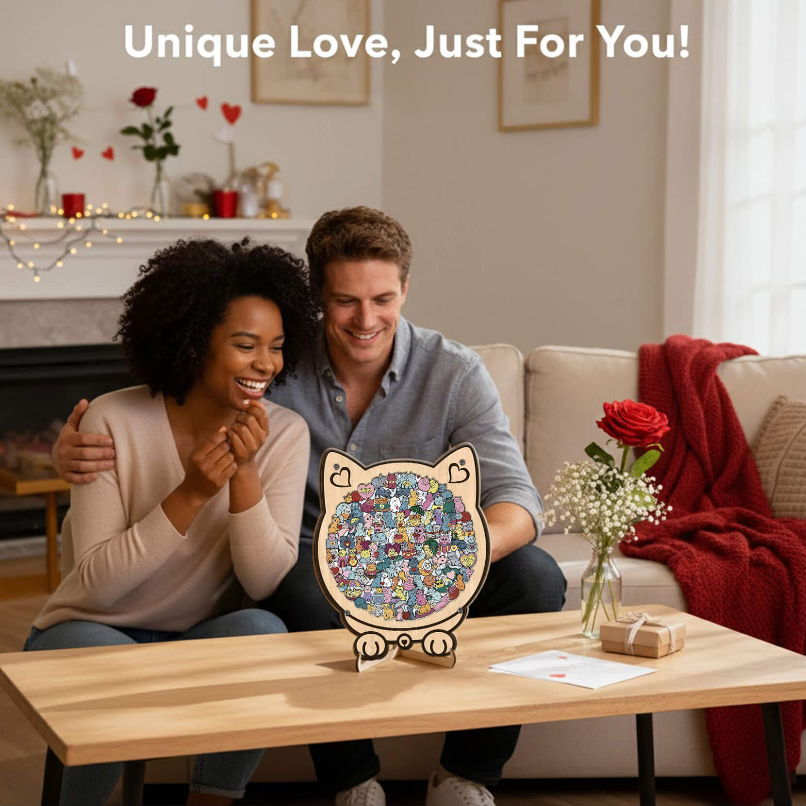 Puzzle en bois en forme de chaton mignon