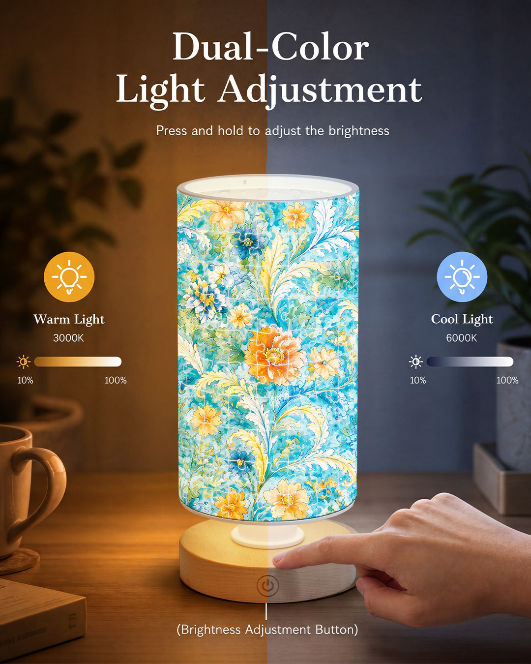 DIY Dimmable Acrylic Puzzle Lamp -Azure Floral Rhapsody
