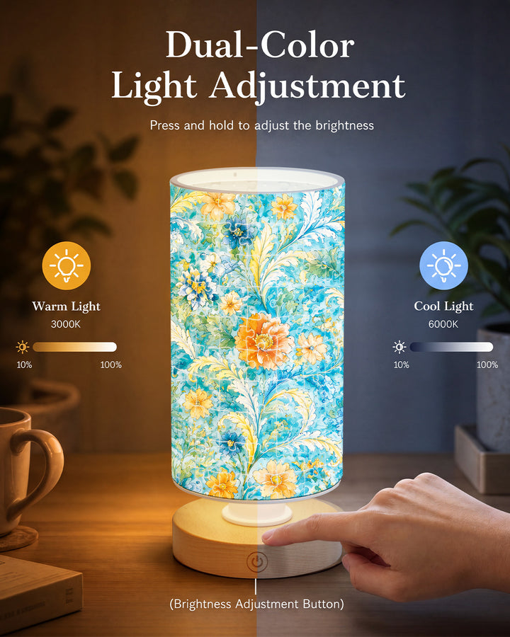 DIY Dimmable Acrylic Puzzle Lamp -Azure Floral Rhapsody