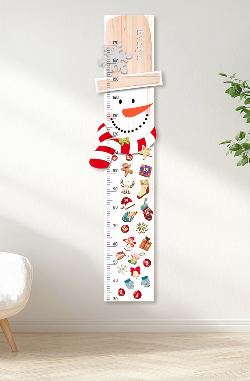 Personalized Wooden Snowman Christmas Growth Chart Ruler