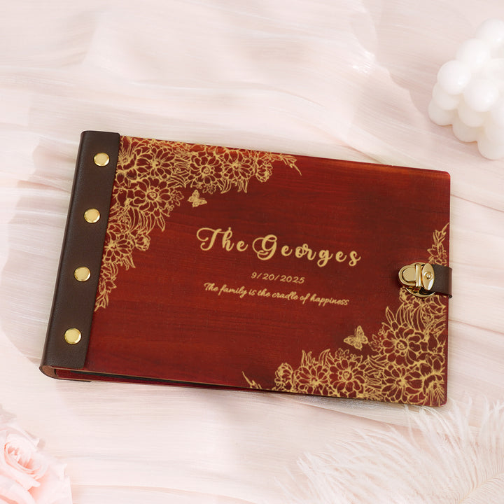 Personalized wooden memory book - Family Christmas Photo Album