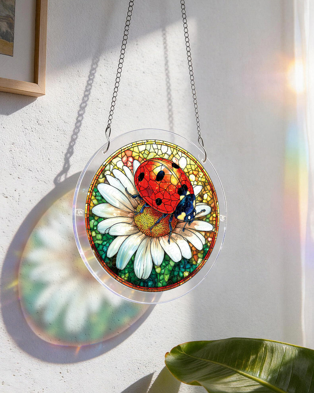 Acrylic Jigsaw Puzzle Suncatcher - Ladybug on Daisy