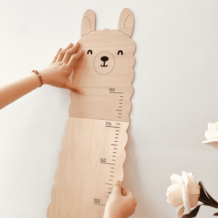 Personalized Wooden Alpaca Llama Growth Chart Ruler