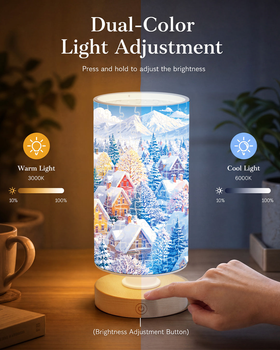 DIY Dimmable Acrylic Puzzle Lamp - Blue Winter Wonderland