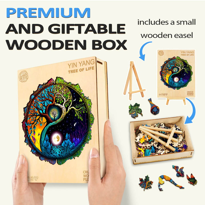 Yin Yang et Arbre de Vie - 4 Puzzles en Bois