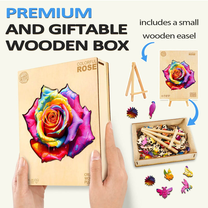 Colorful Rose Wooden Jigsaw Puzzle