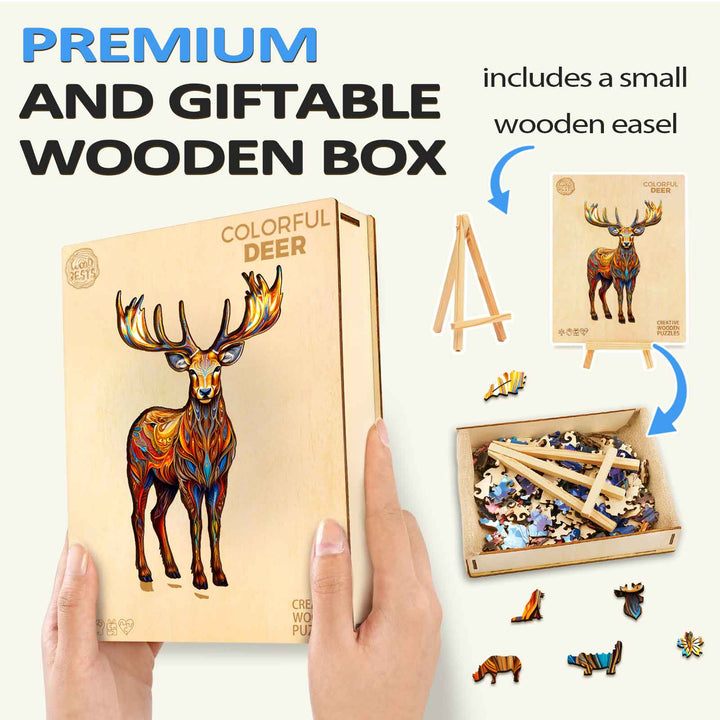 Colorful Deer Wooden Jigsaw Puzzle