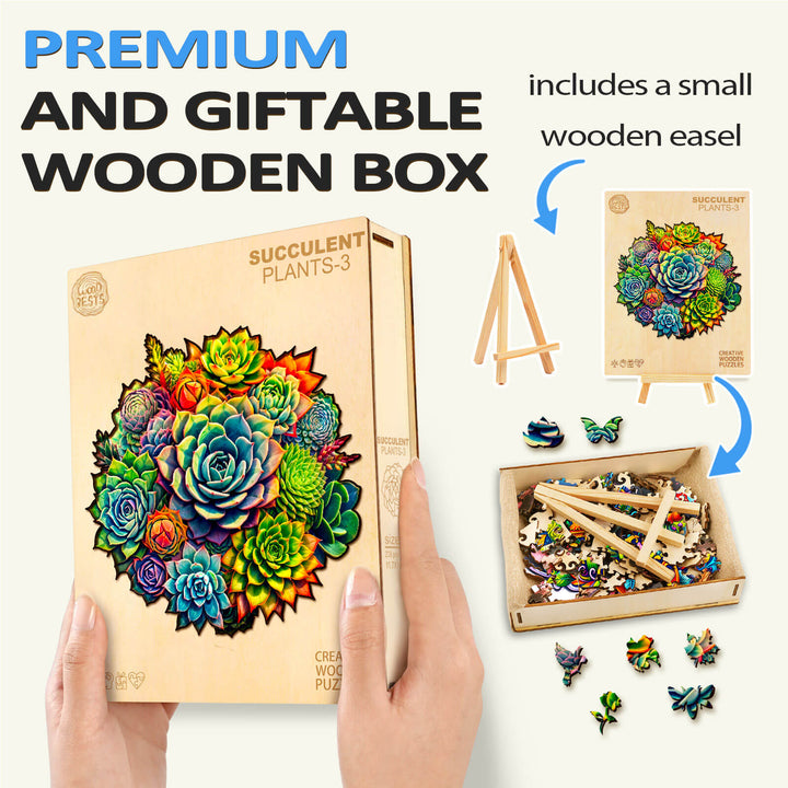 Succulent Plants-3 Wooden Jigsaw Puzzle