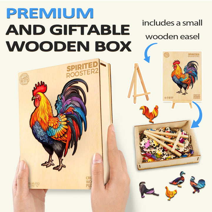 Spirited Rooster 2 Wooden Jigsaw Puzzle