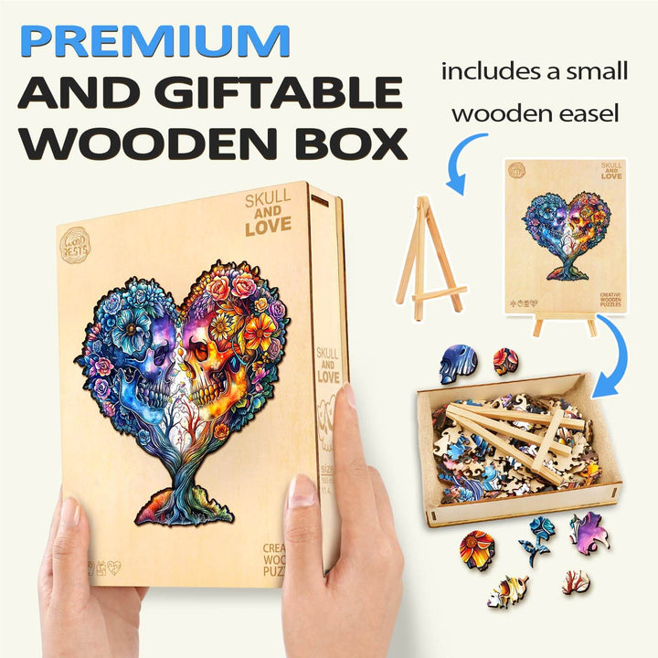 Skull and Love Wooden Jigsaw Puzzle - By Woodbests