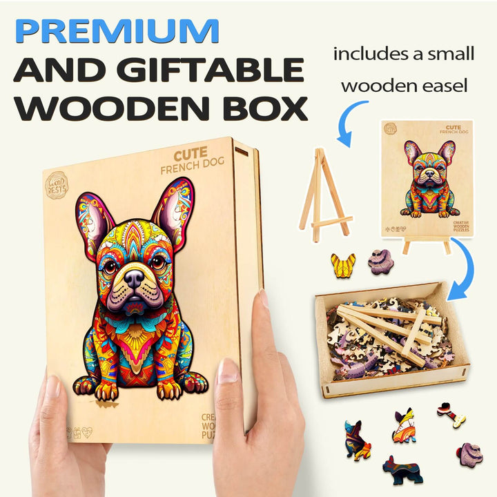 Puzzle en bois mignon chien français