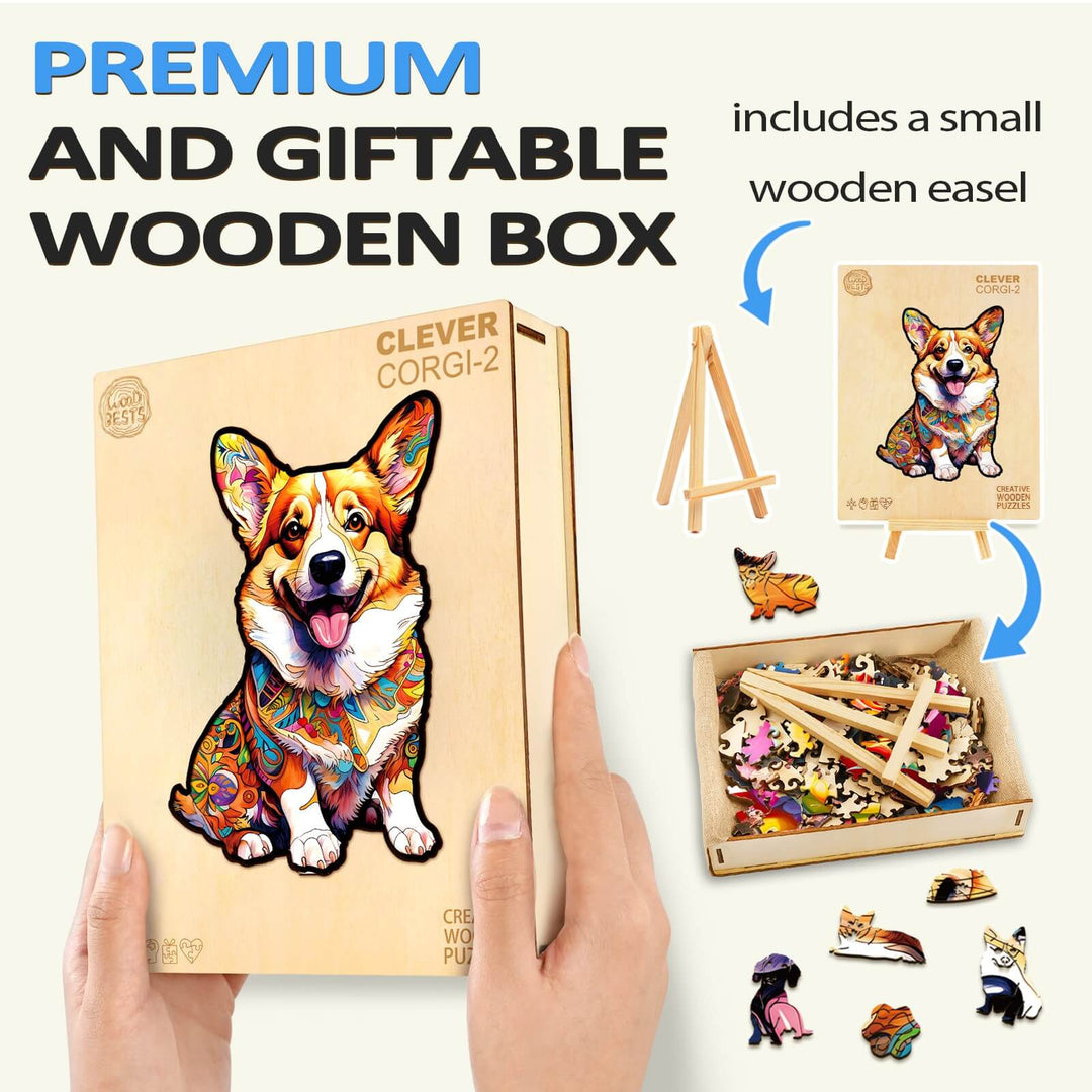 Clever Corgi 2 Wooden Jigsaw Puzzle