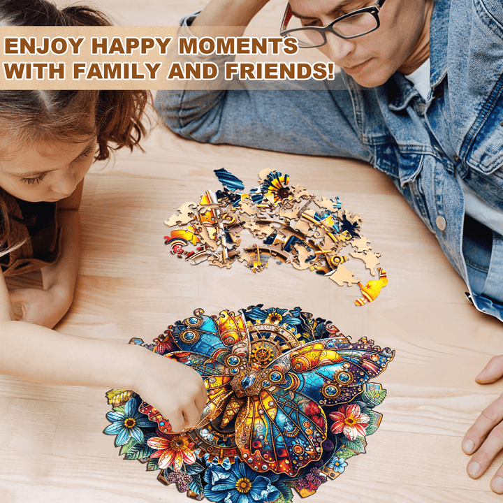 gear butterfly Wooden Jigsaw Puzzle