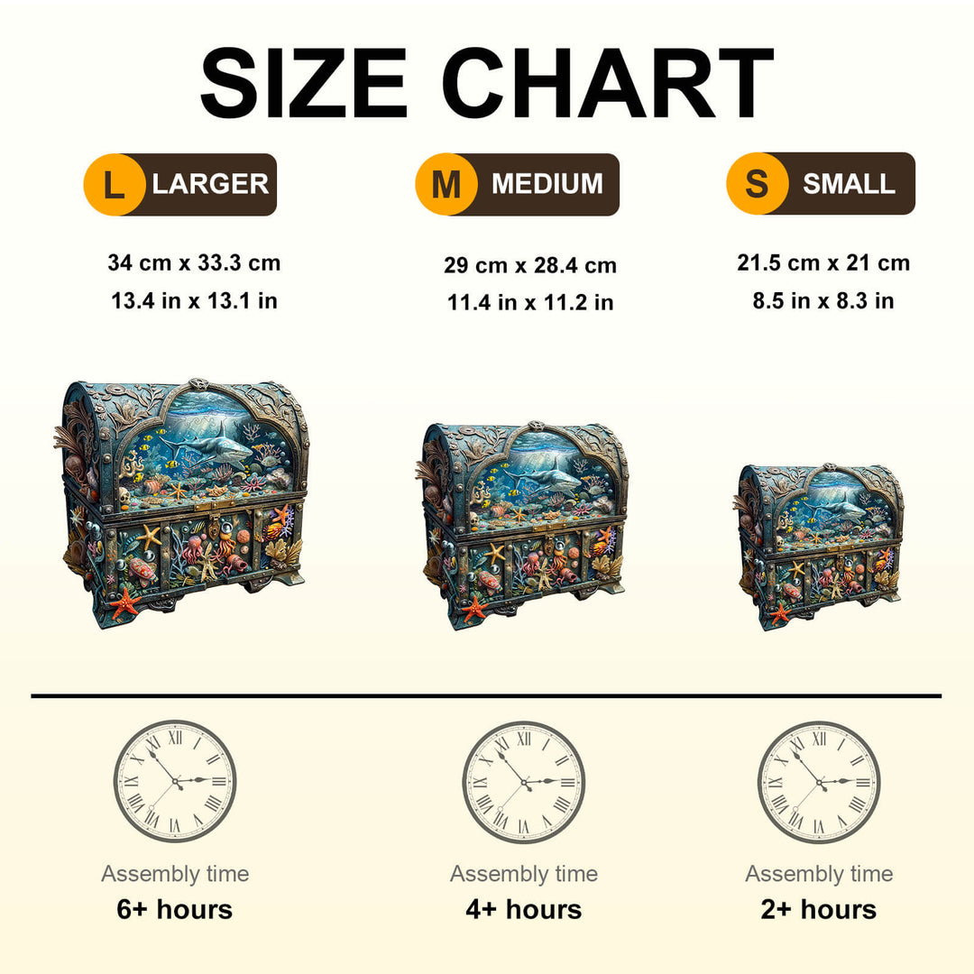 3D Treasure Chest Ocean-2 Wooden Jigsaw Puzzle