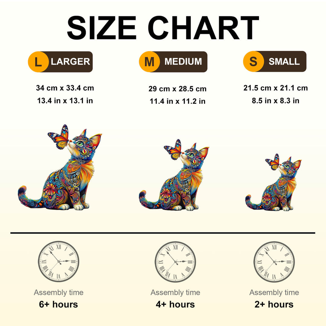 Butterfly and Cat Wooden Jigsaw Puzzle