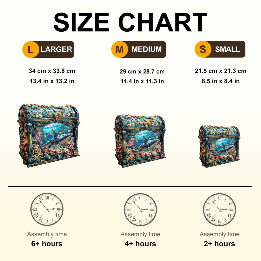3D Treasure Chest Ocean-1 Wooden Jigsaw Puzzle