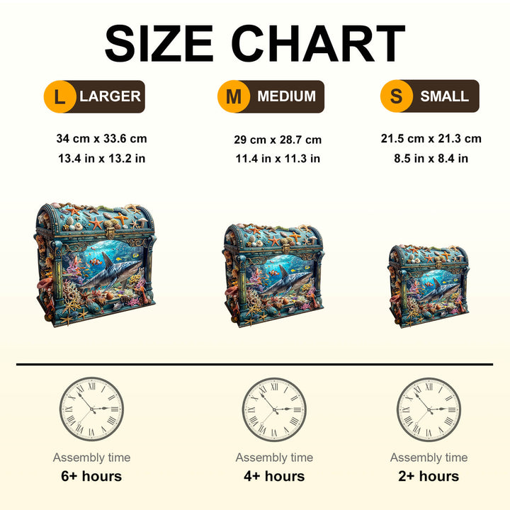 3D Treasure Chest Ocean-1 Wooden Jigsaw Puzzle
