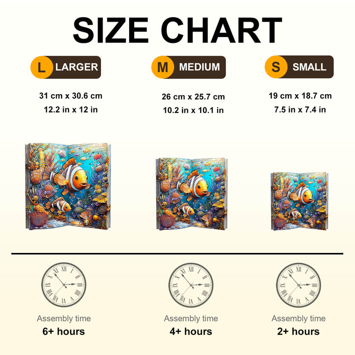Puzzle en bois Histoire de poisson-clown