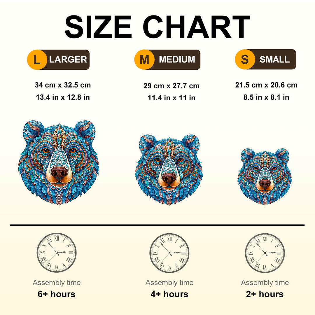 Puzzle en bois coloré en forme d'ours