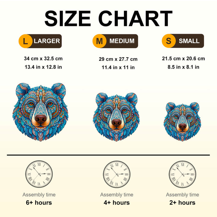 Puzzle en bois coloré en forme d'ours