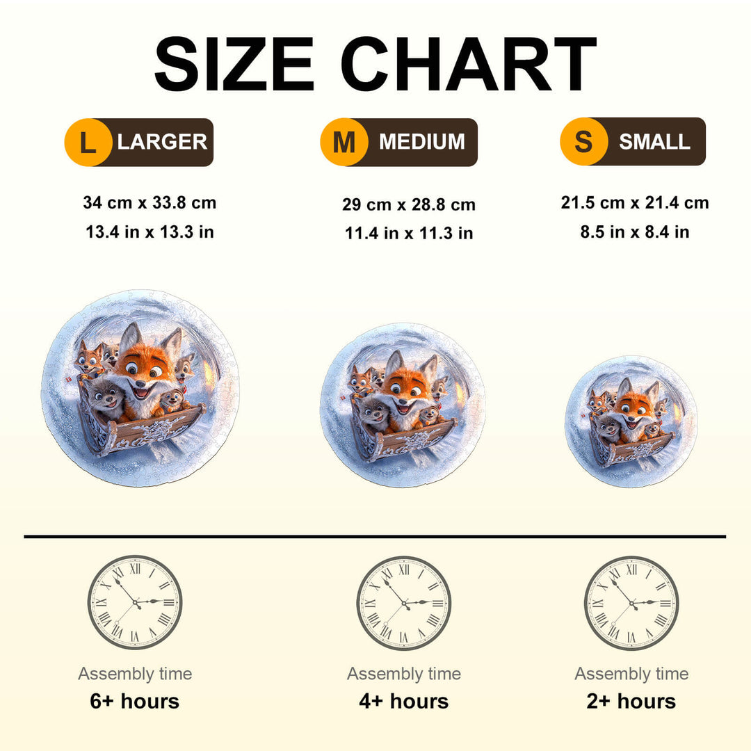 3D Sleigh Fox Wooden Jigsaw Puzzle