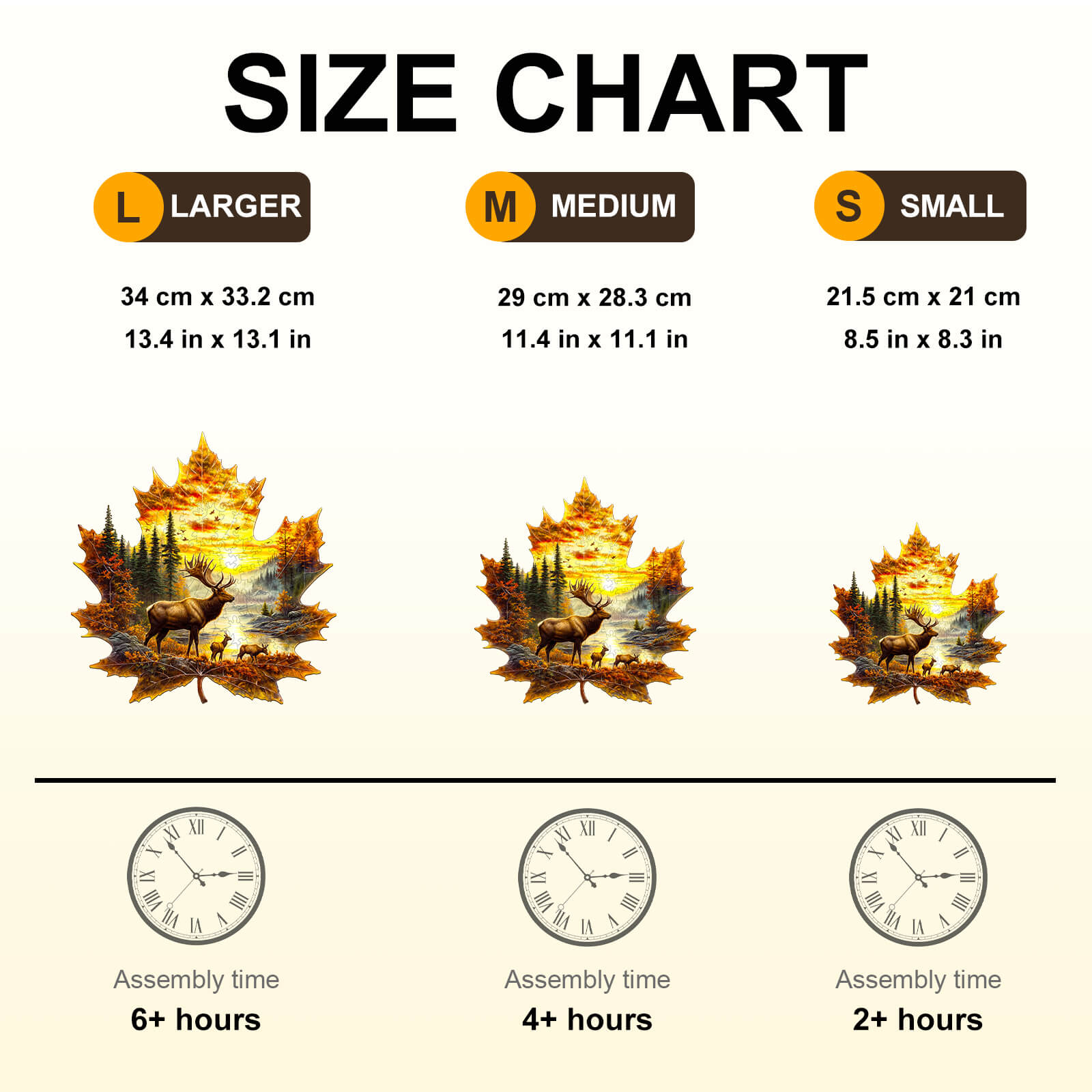 Elk and maple leaves Wooden Jigsaw Puzzle