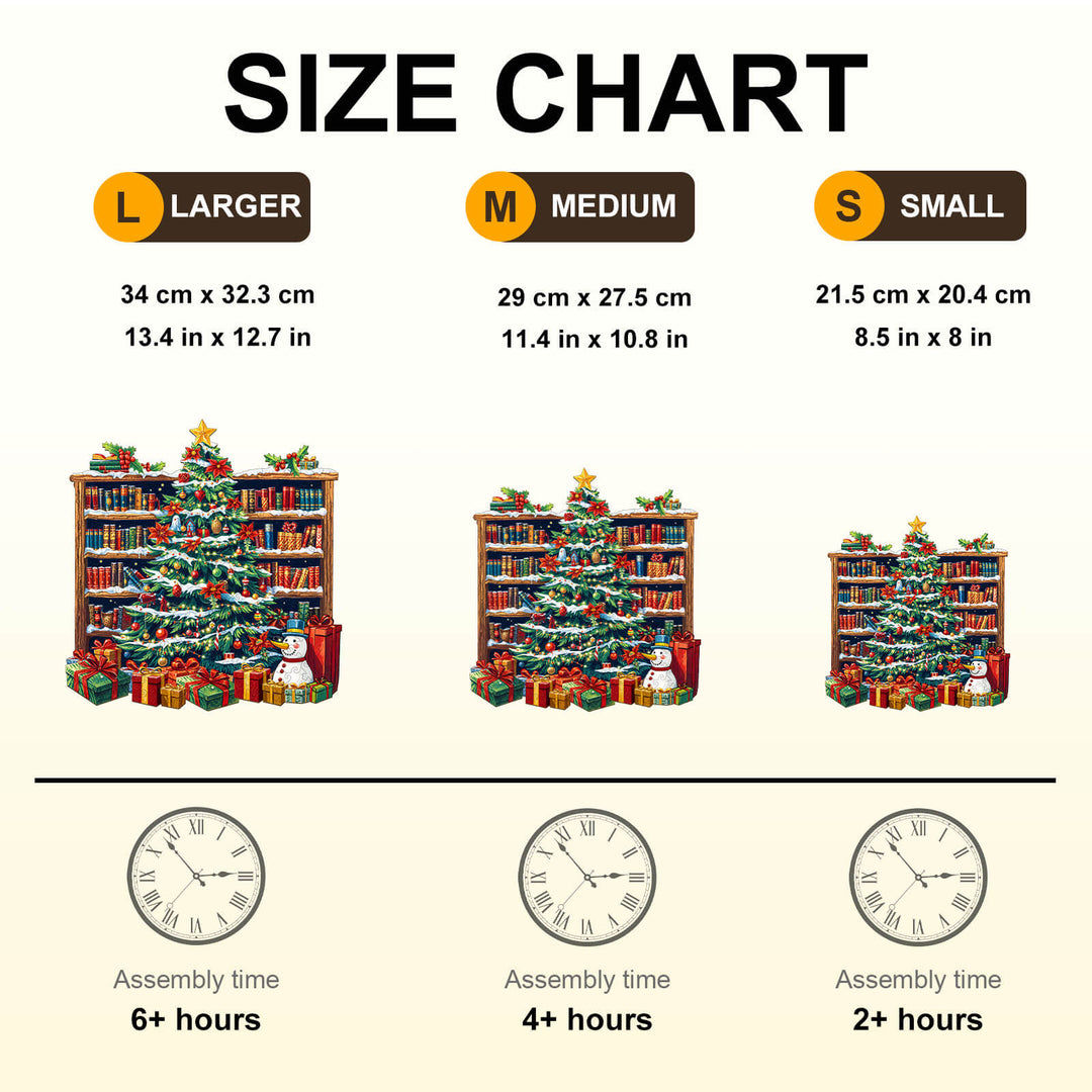 Christmas bookshelf Wooden Jigsaw Puzzle