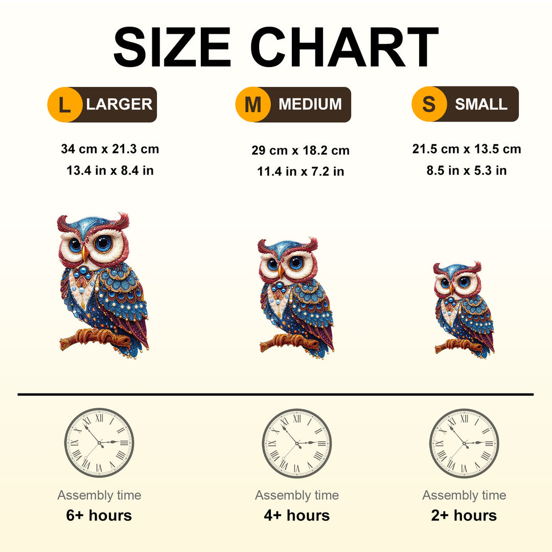 Gem Owl Wooden Jigsaw Puzzle