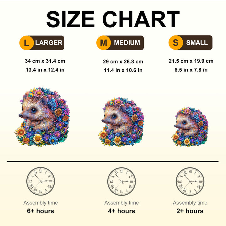 Flower ball hedgehog Wooden Jigsaw Puzzle