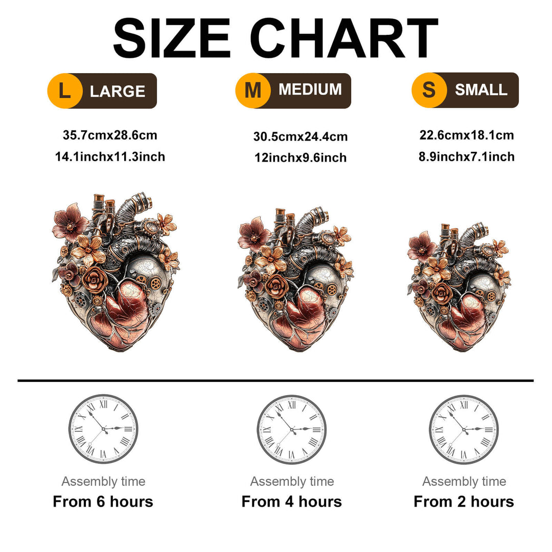 3D Mechanical Heart Wooden Jigsaw Puzzle - WOODBESTS