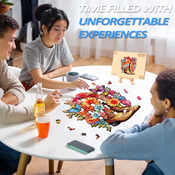 Cowgirl Boots Wooden Jigsaw Puzzle