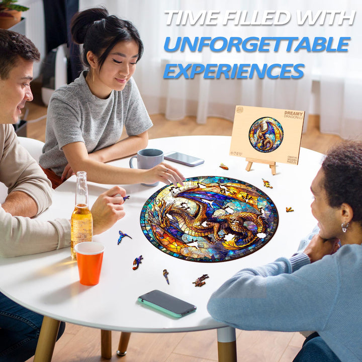 Stained Glass Dragon-2 Wooden Jigsaw Puzzle