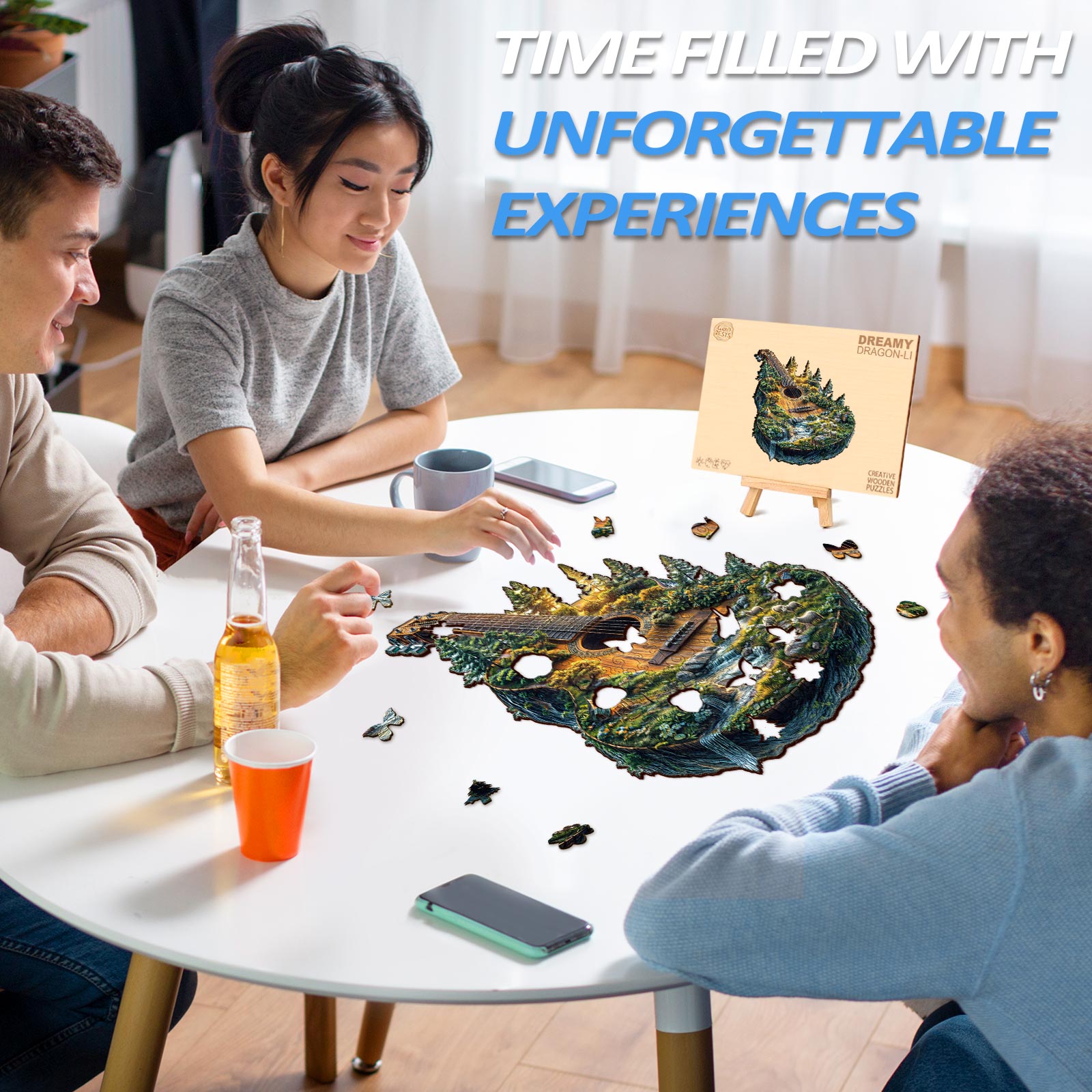 Rompecabezas de madera en forma de guitarra Forest