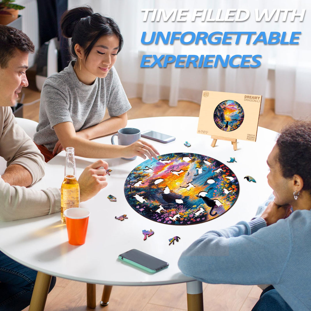 Rompecabezas de Madera de Gatito al Atardecer