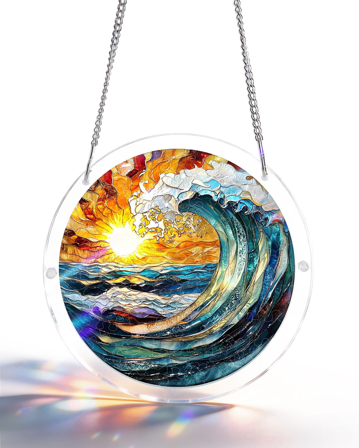 Attrape-soleil puzzle en acrylique - Crête océanique éclat solaire