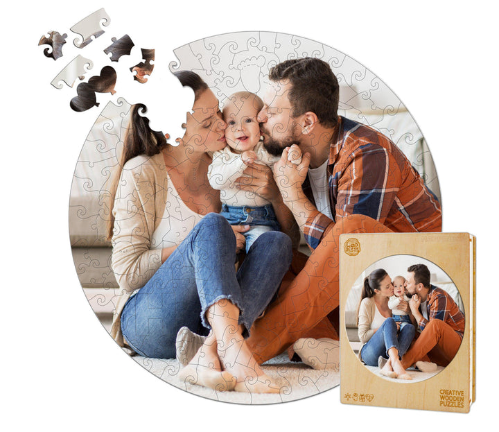 Puzzle en bois photo de famille et de bonheur personnalisé