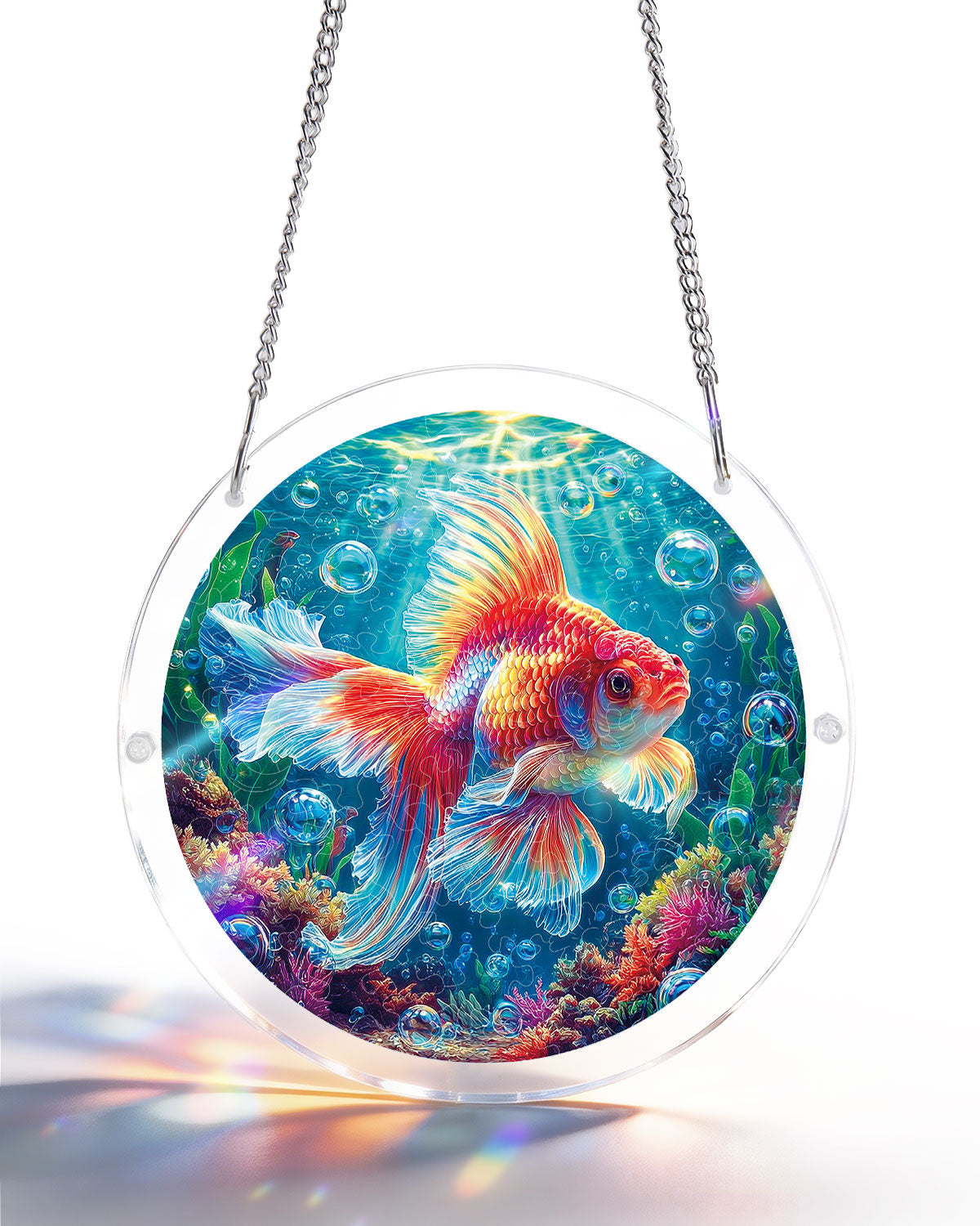 Acrylpuzzle-Sonnenfänger - Sternenflammen-Goldfisch