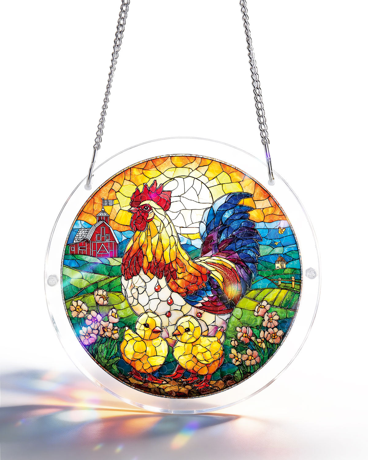 Acrylpuzzle-Sonnenfänger - Goldene Morgendämmerung Hahn