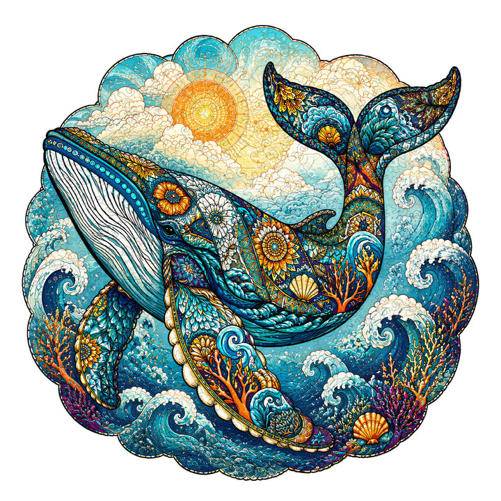 Song of the Ocean Blue Whale Wooden Jigsaw Puzzle