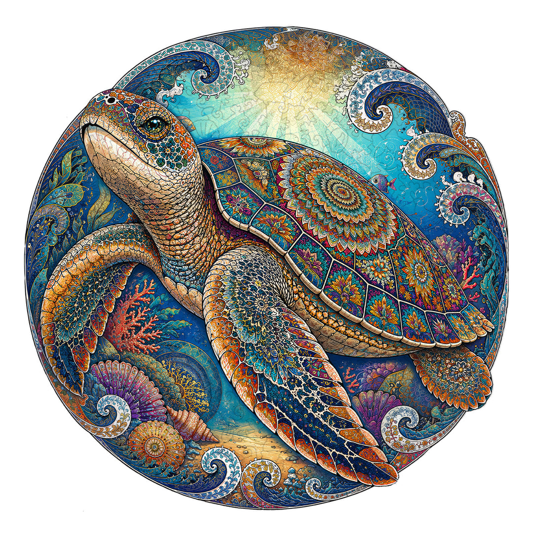 Ancient Wanderer Sea Turtle Wooden Jigsaw Puzzle