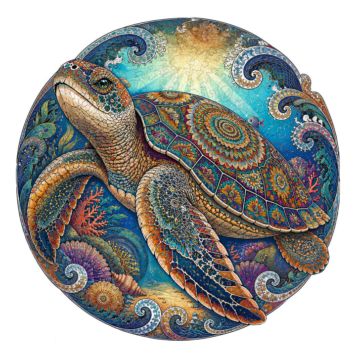 Ancient Wanderer Sea Turtle Wooden Jigsaw Puzzle