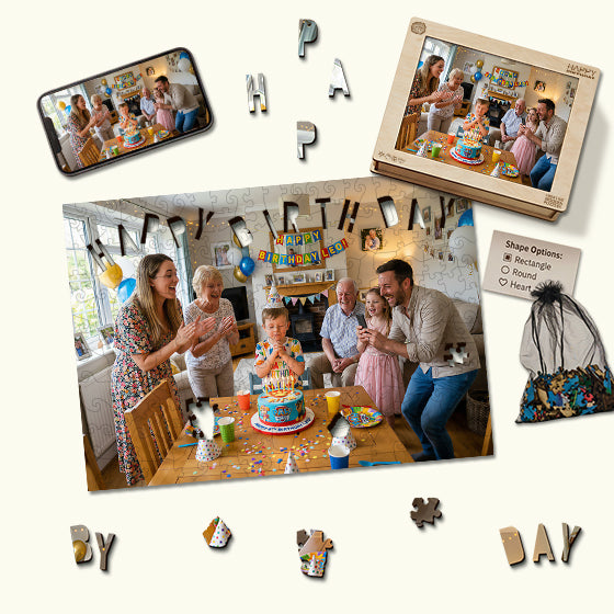Personalized Photo Wooden Puzzle - Birthday Theme