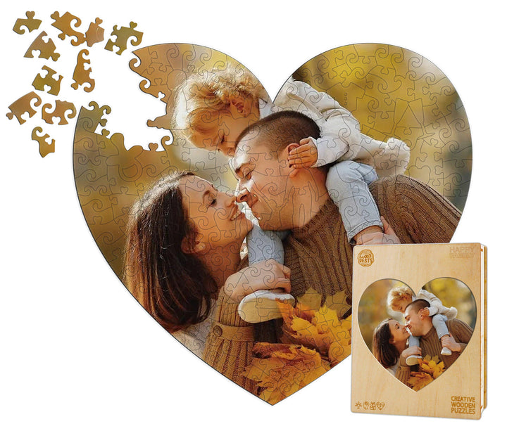 Puzzle en bois photo de famille et de bonheur personnalisé