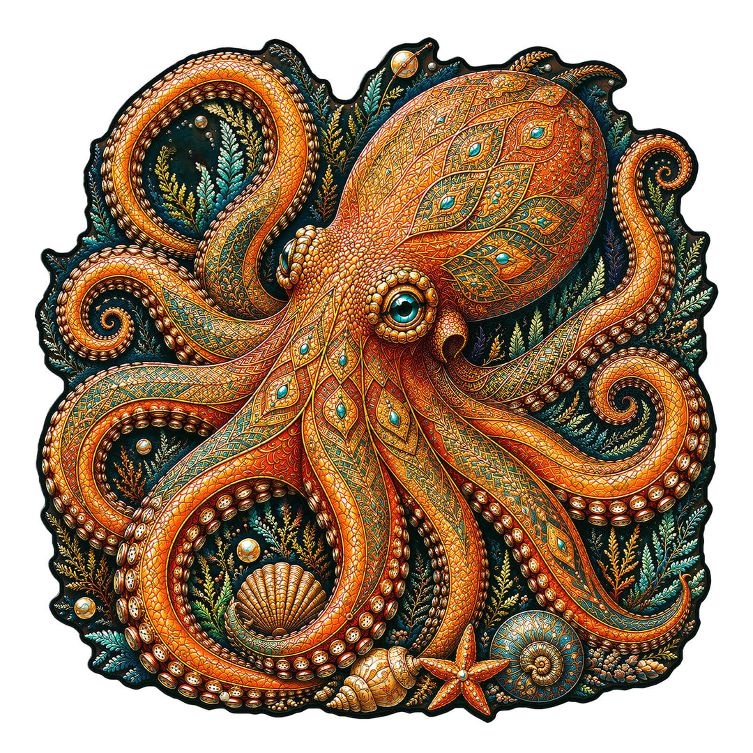 Ocean Sovereign Octopus Wooden Jigsaw Puzzle