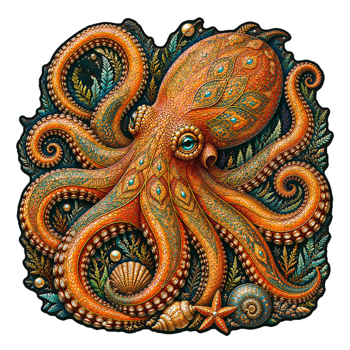 Ocean Sovereign Octopus Wooden Jigsaw Puzzle