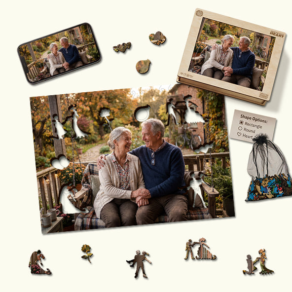 Personalized Photo Wooden Puzzle - Love Theme